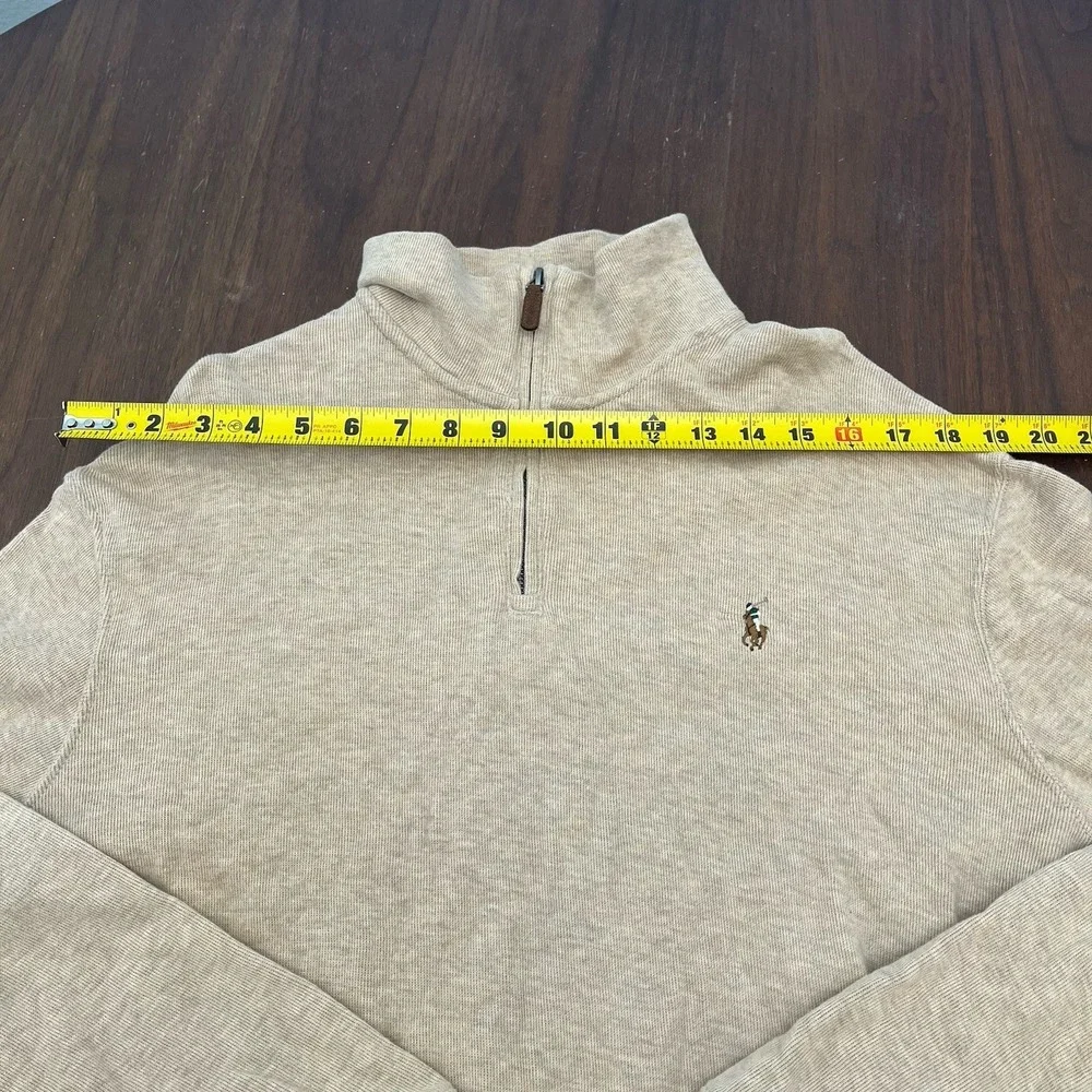 Polo Ralph Lauren Sweater Men's XL Beige Estate Rib Quarter 1/4 Zip Tight Knit